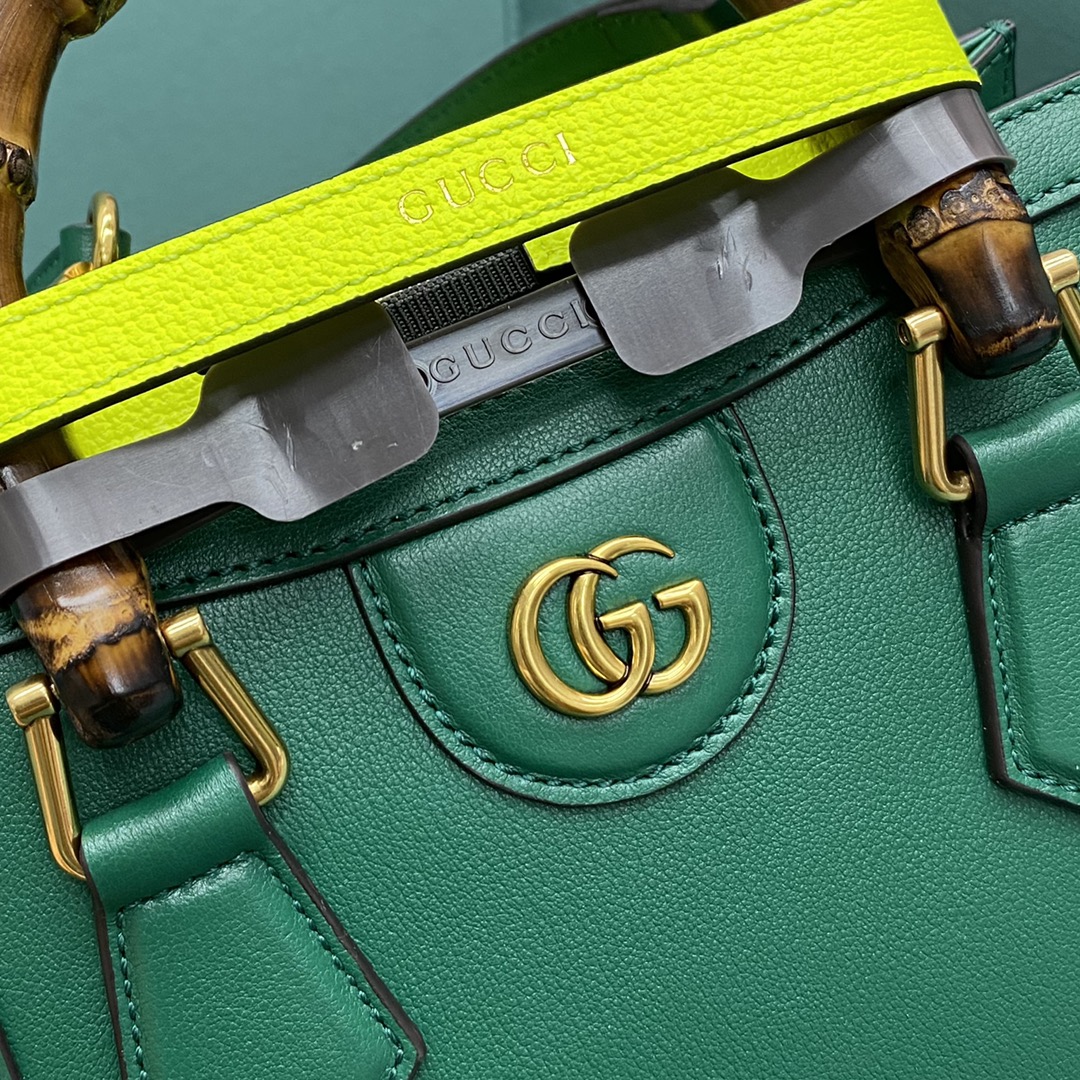 【P1280】Gucci Diana 古驰新款绿色进口牛皮竹节包手提女包小号20CM