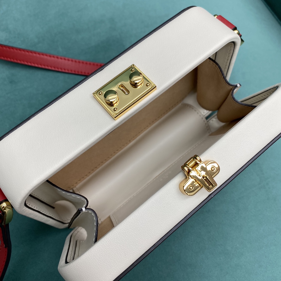【P1280】古奇包包货源 Gucci padlock系列方形盒子包斜挎女包 白色