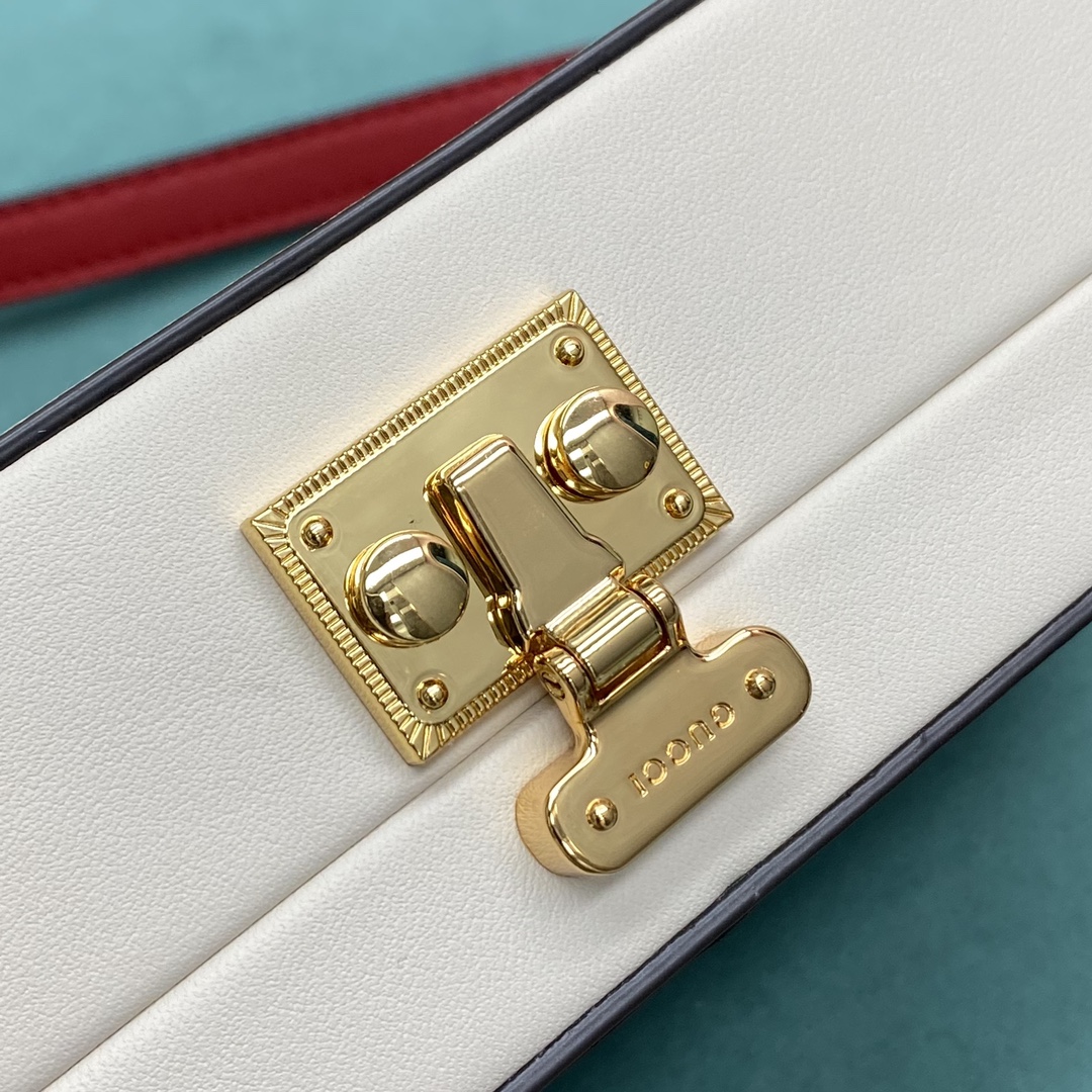 【P1280】古奇包包货源 Gucci padlock系列方形盒子包斜挎女包 白色