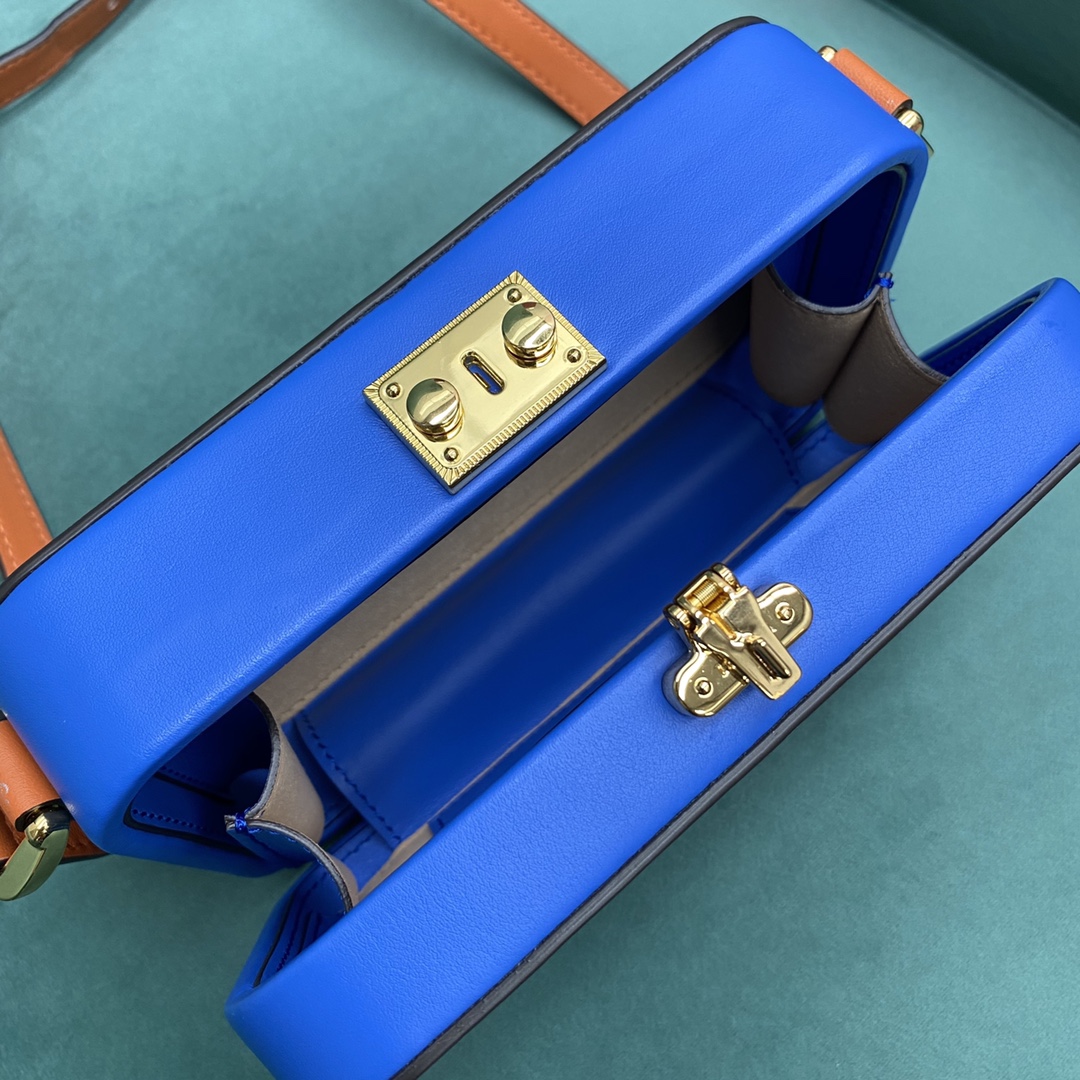 【P1280】一件代发 Gucci古驰658230蓝色padlock系列斜挎包盒子包17CM