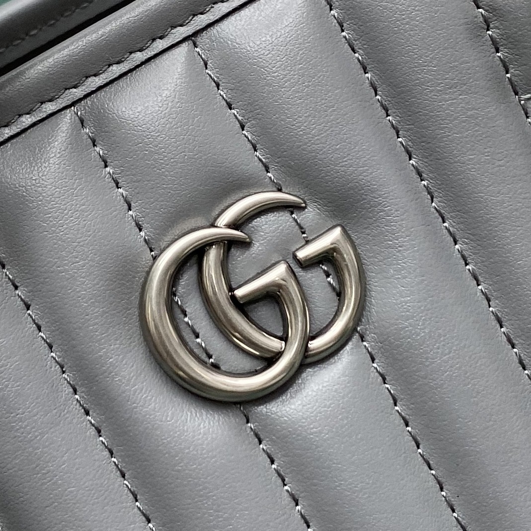 【P1320】Gucci包包官网 古驰2021新款绗缝链条单肩女包托特包 681483灰色