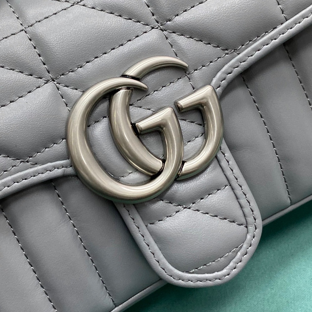 【P1250】古奇包包批发 Gucci热销446744新格系列灰色Marmont绗缝包