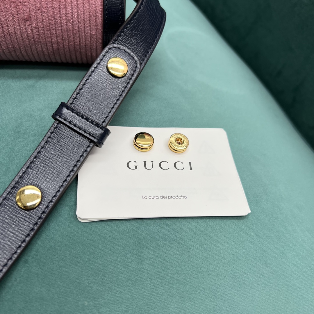 【P1430】古奇包包官网 Gucci Housebit秋冬新款条纹绒1955马鞍包 粉色
