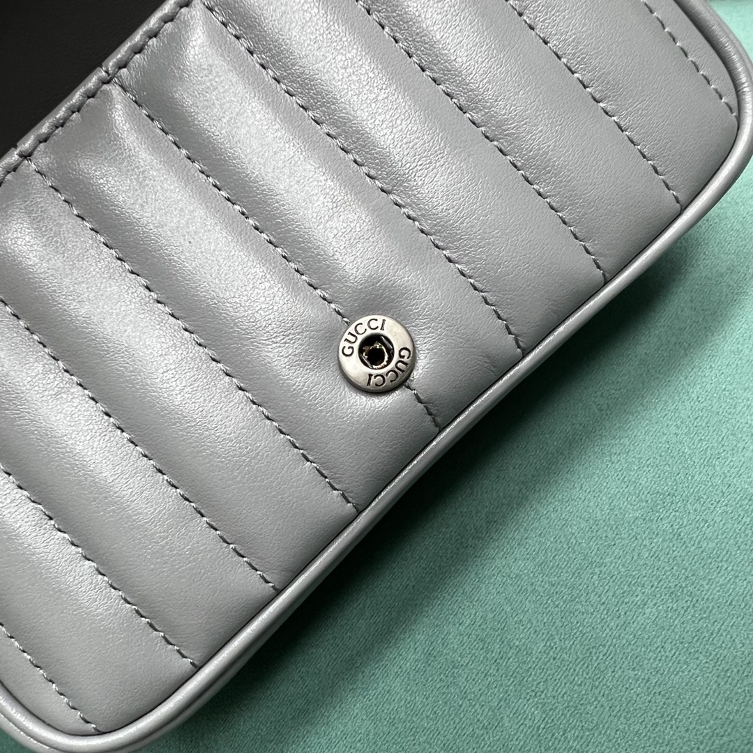 【P870】古奇包包批发 Gucci Nanomarmont 灰色绗缝迷你链条包单肩包