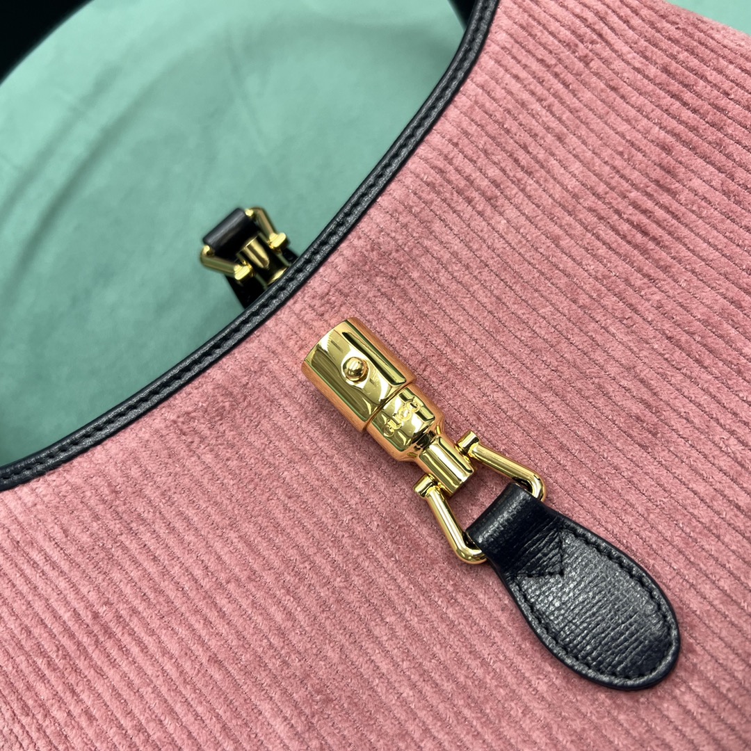 【P1280】古奇包包价格 Gucci秋冬新款粉色条纹绒Jackie 1961腋下包单肩包
