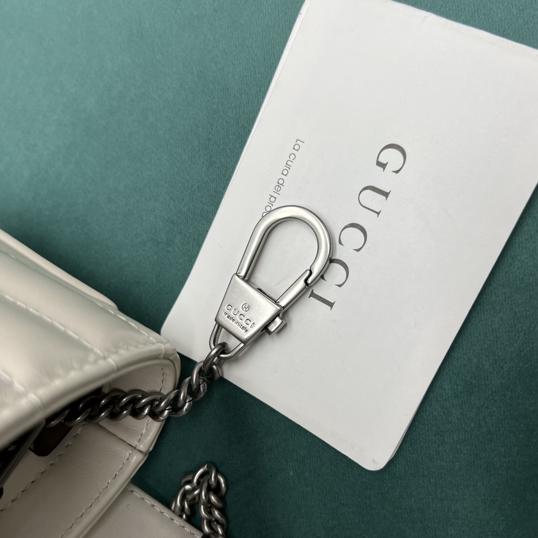 【P870】古驰包包价格 Gucci Nanomarmont 白色新格绗缝链条包16.5CM