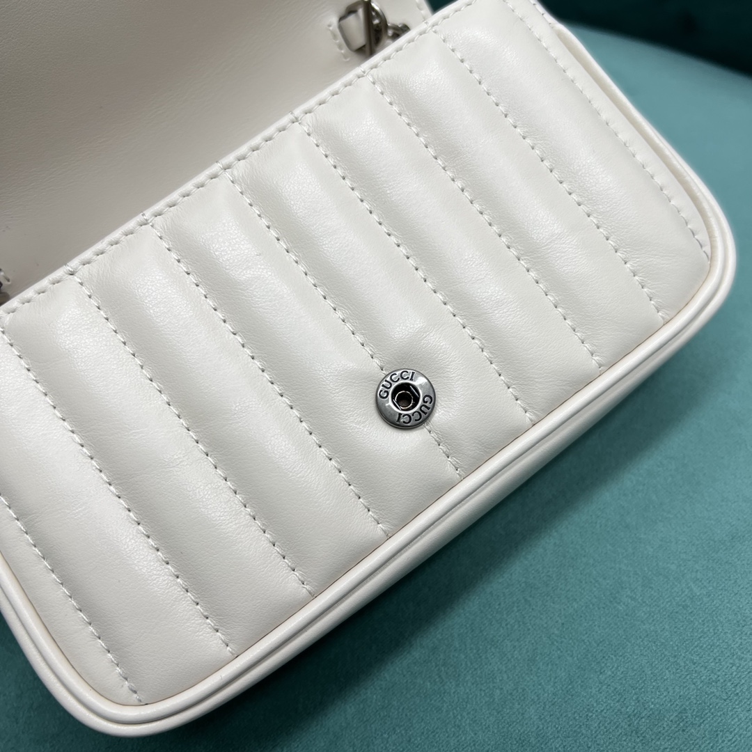【P870】古驰包包价格 Gucci Nanomarmont 白色新格绗缝链条包16.5CM