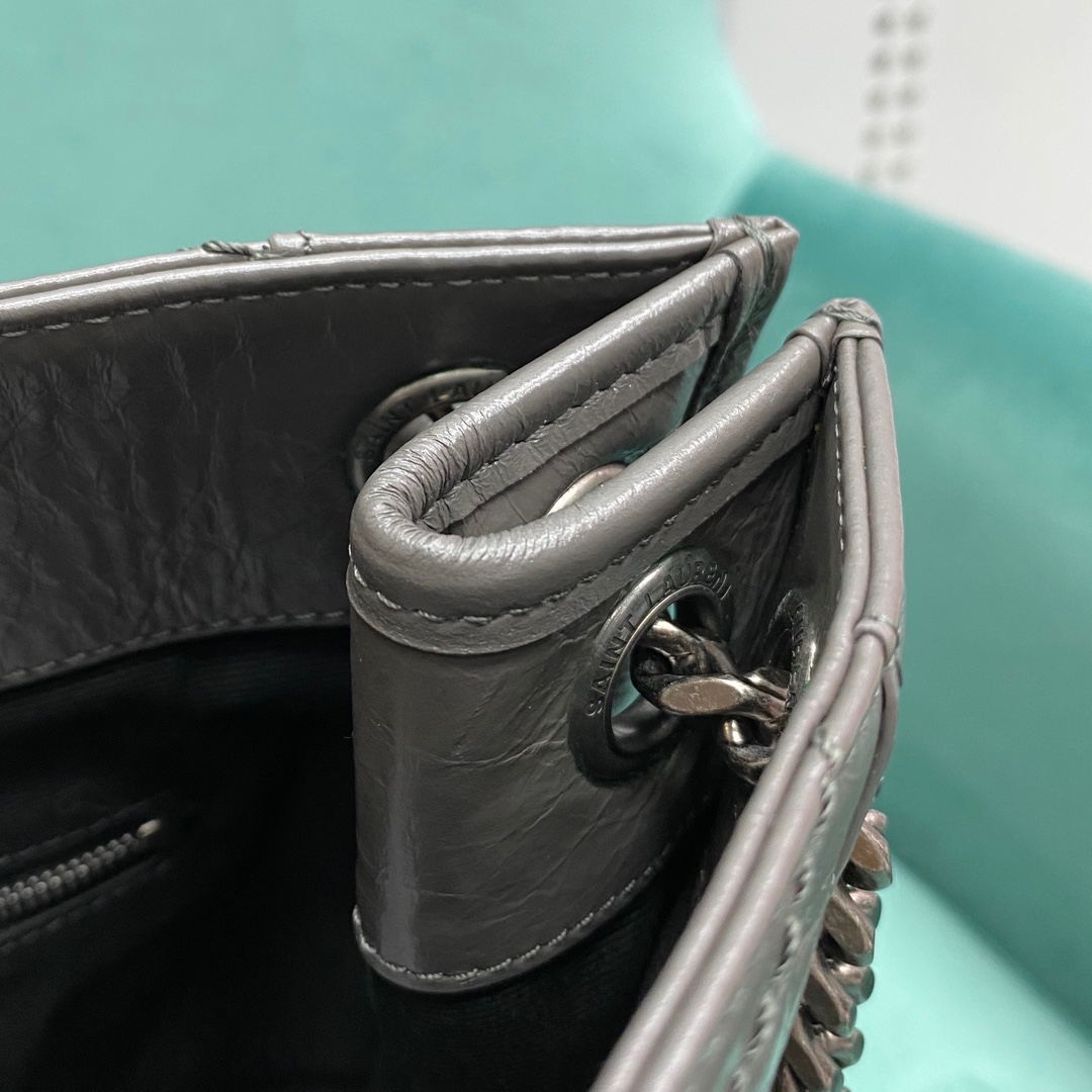 【P1470】圣罗兰女包货源 YSL秋冬新款磁扣设计Niki购物袋链条包 深灰